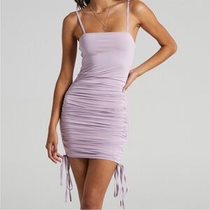 Showpo. Women’s NWT Ran Away With Your Heart Dress Sz 2 Lilac Ruched Sides